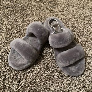 UGG Shearling Striped Slingback Sandals size 9